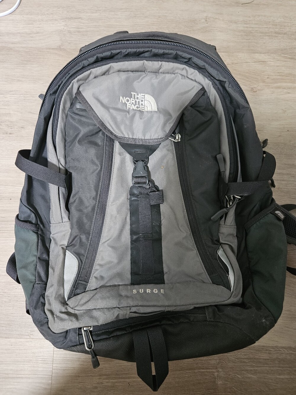 The North Face Surge Backpack Gray Black Laptop Travel School Bag